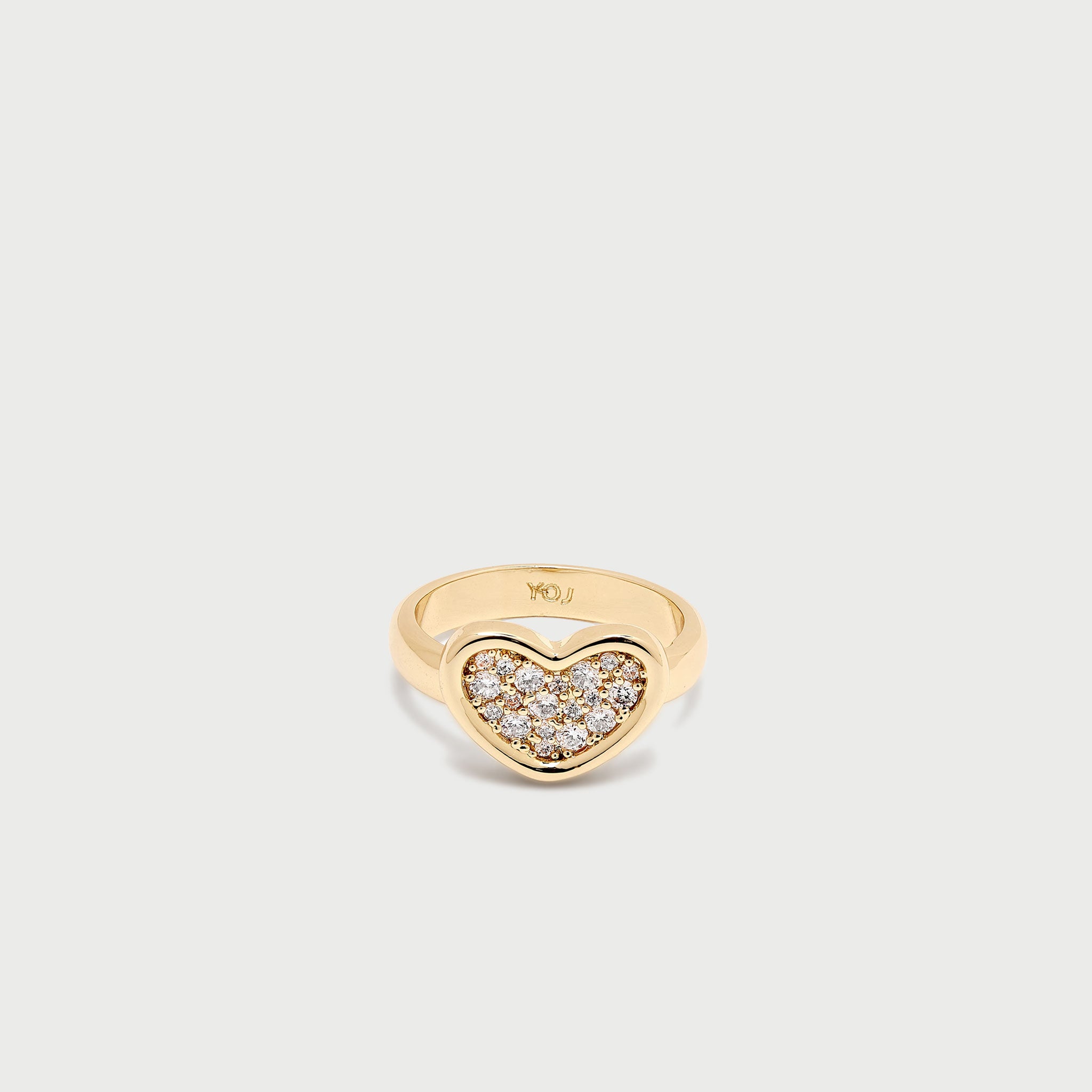Loff Heart Crystal Band Ring in Gold
